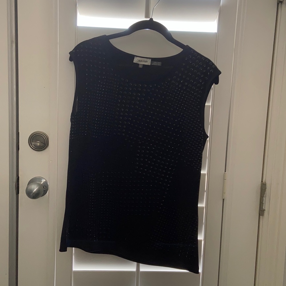 Calvin Klein Black Studded Tank size: small